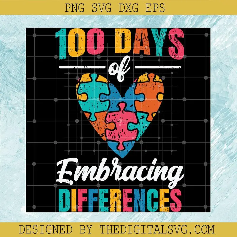 100 Days Of Embracing Differences Svg, Back To School Svg, Teacher Svg 1