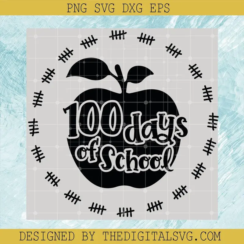 100 Days Of School Svg, Black Apple Svg, Back To School Svg 1