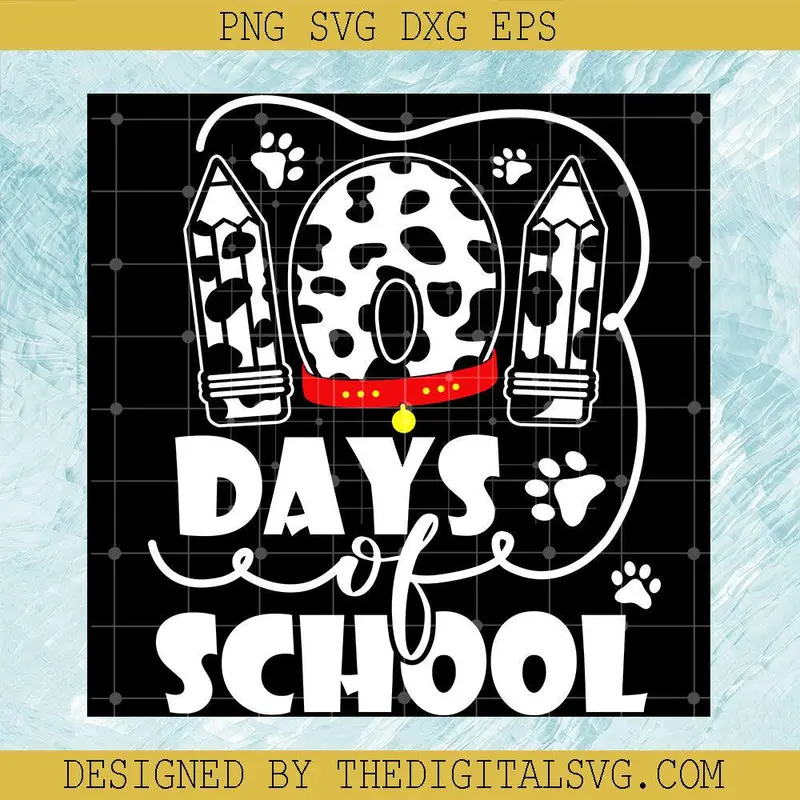 101 Days School Svg, Back To School Svg, Dog Paw Prints Svg 1