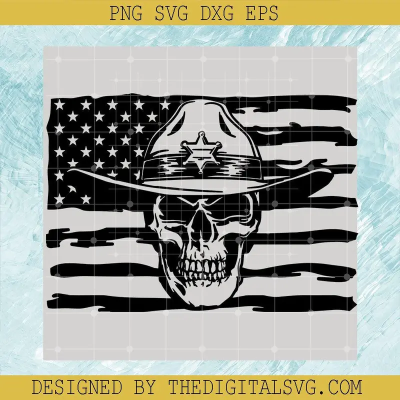Americian Flag Svg, Skullcap Svg, Americian Skull Cowboy Svg 1