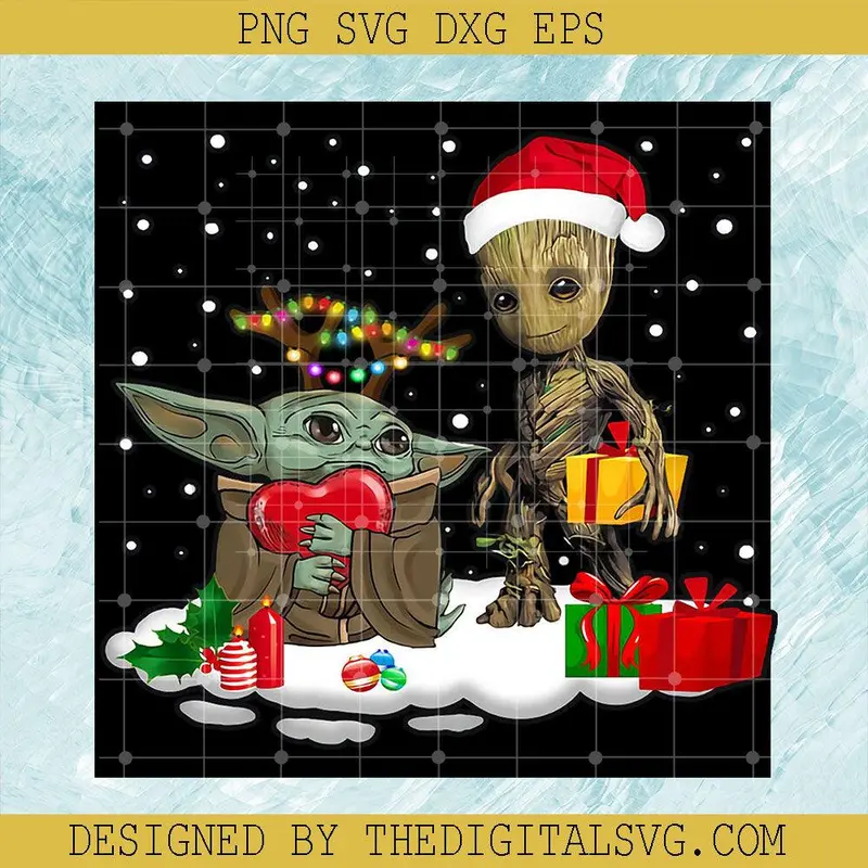 Baby Yoda Santa And Baby Groot Christmas Png, Yoda Lover Christmas Png, Star Wars Lover Png 1