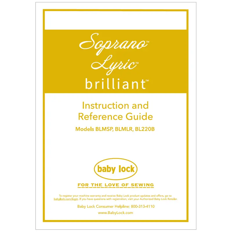 Babylock Bl220b Brilliant Instruction Manual 1