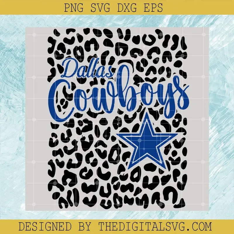 Dallas Cowboys Leopard Svg, Cheetah Blue Gliter Star Svg, Dallas Cowboys Sport Svg 1