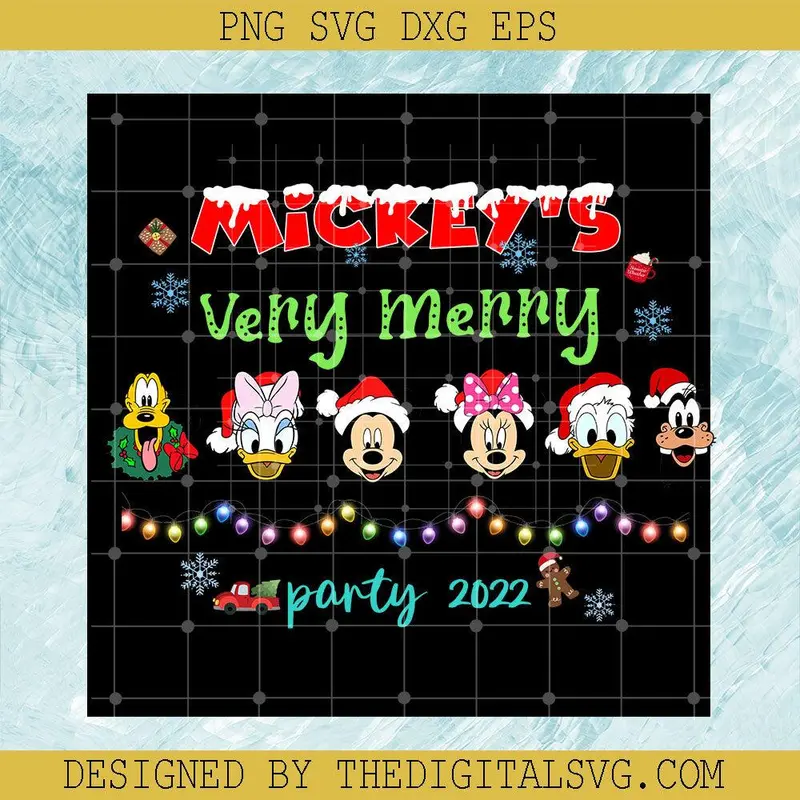 Disneyland Mickey's Very Merry Xmas, Retro Mickey And Friends Holiday Png, Lovely Family Disney Christmas Png 1