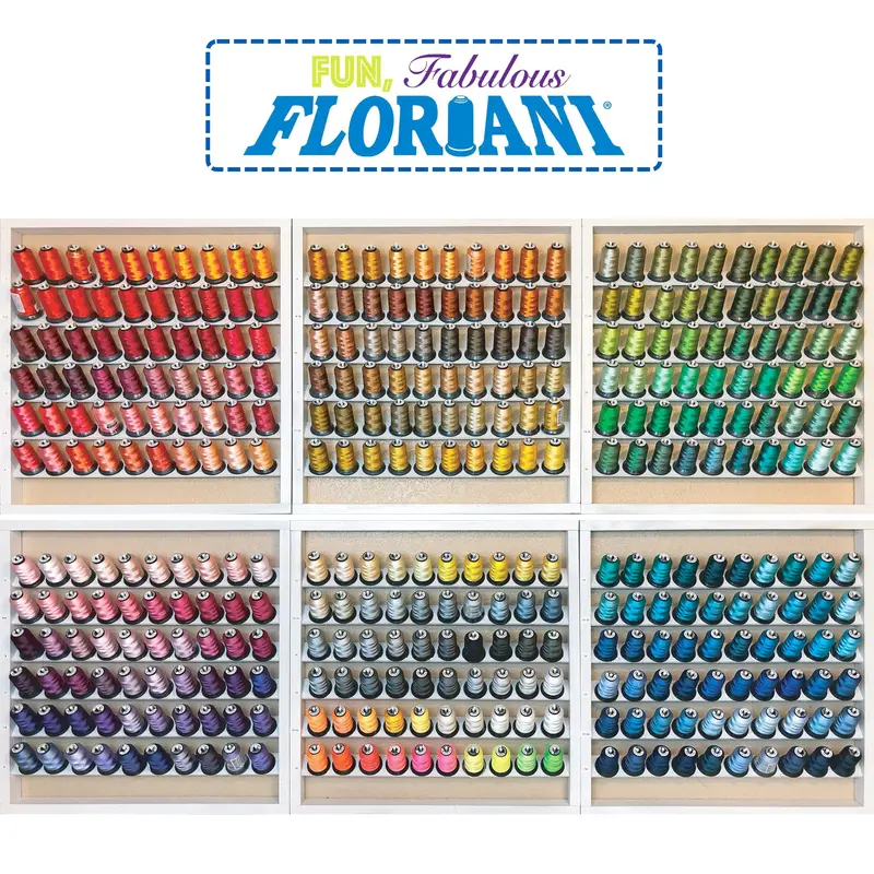 Floriani Great Wall Of Thread - 360 Spools & 6 Wood Racks 1