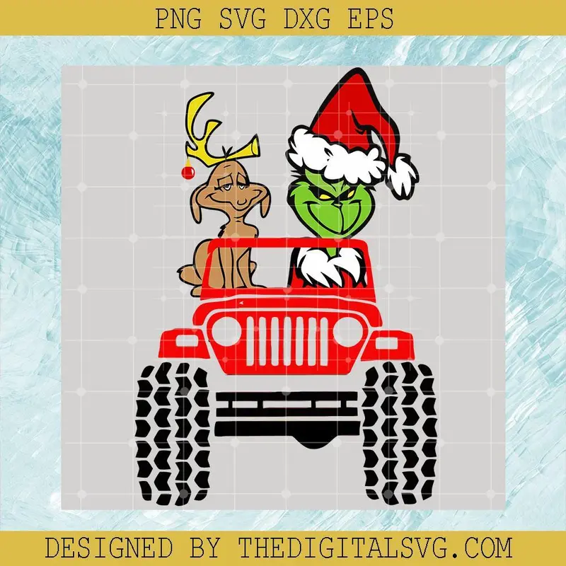 Grinch And Reindeer Christmas Truck Svg, Grinch Svg, Merry Christmas Svg 1