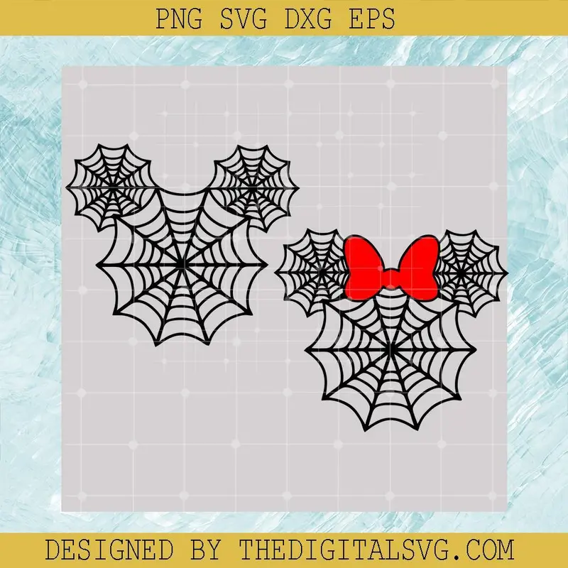 Halloween Spider Web Mickey And Minnie Svg, Disney Halloween Svg, Halloween Svg 1