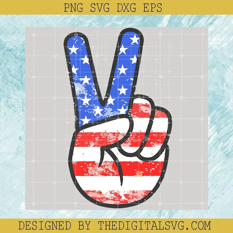 Hand Peace Sign American Flag Svg, Firecracker Svg, 4Th Of July Svg, Independence Day Svg 1