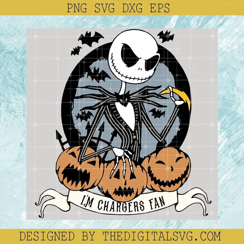 I'm Chargers Fan Svg, Jack Skellington Svg, Halloween Svg 1