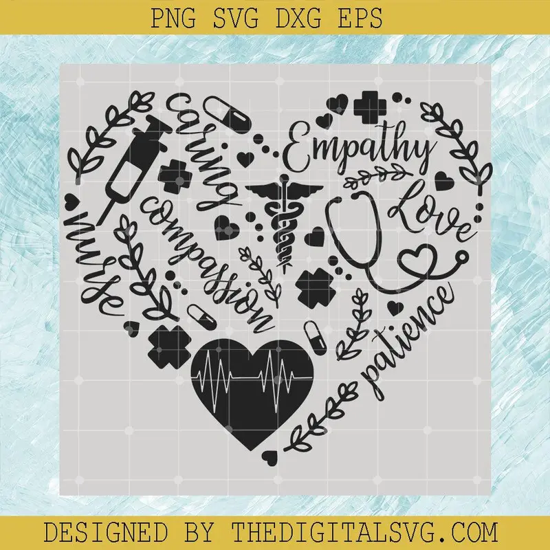 Medical Tool Heart Nurse Life Doctor Svg, Empathy Compassion Patience Nurse Svg, Medical Logo Gift For Nurse Svg 1
