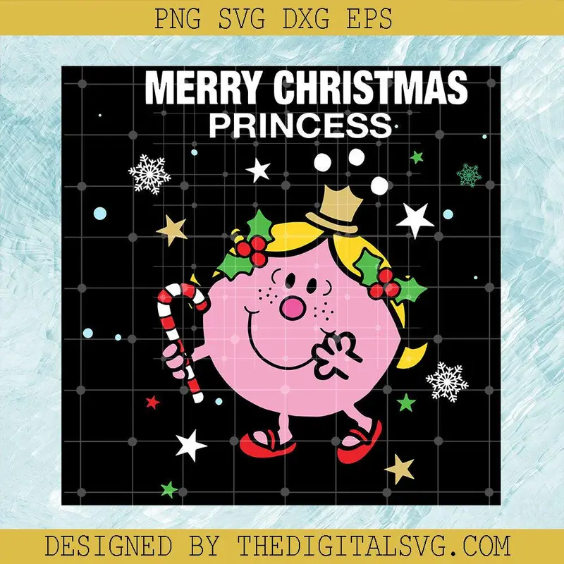 Merry Christmas Princess Svg, Little Miss Princess Christmas Svg, Kids Christmas Svg 1