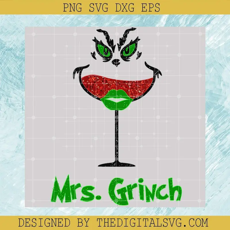 Mrs Grinch Wine Glass Svg, Grinch Svg, Christmas Svg, Mery Grinchmas Svg 1