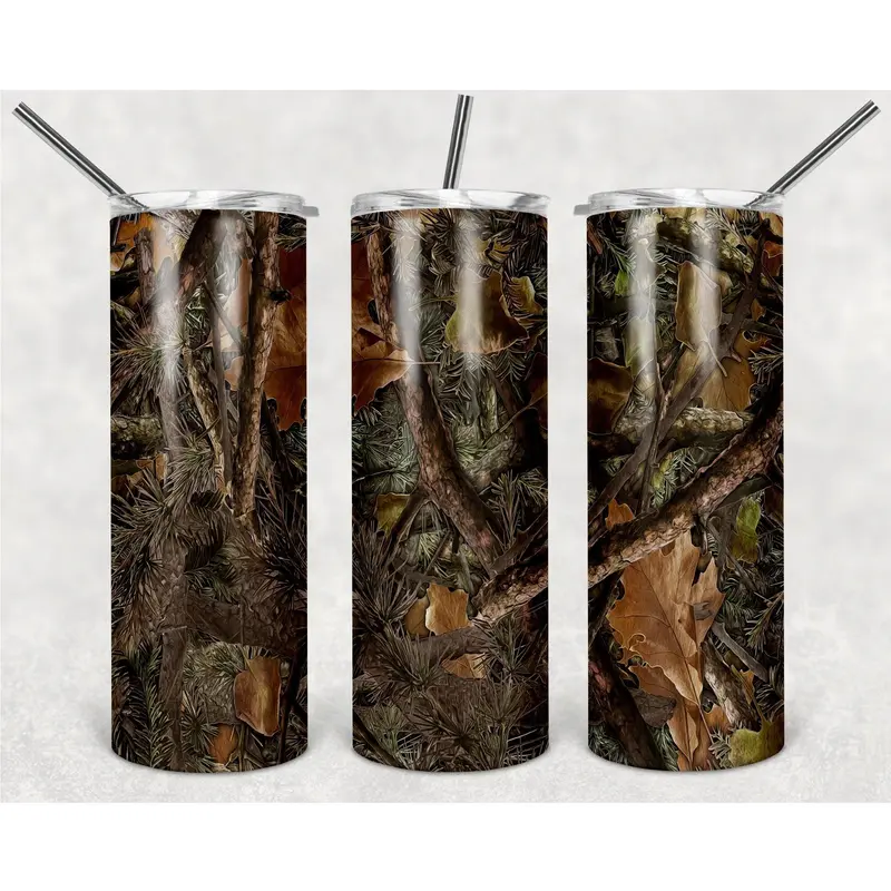 Pattern Of Fallen Leaves On The Dark Grass Png, 20Oz Skinny Tumbler Design, Sublimation Designs Png File 1