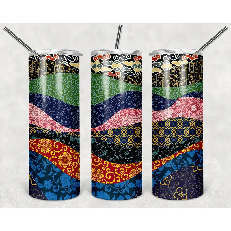 Patterned Curvy Lines Png, 20Oz Skinny Tumbler Design, Sublimation Designs Png File 1