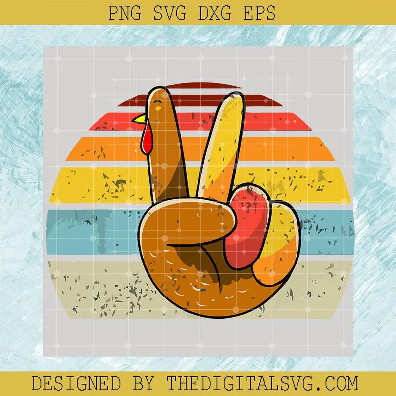 Peace Sign Turkey Hand Thanksgiving, Turkey Hi Svg, Happy Thanksgiving Day Svg 1