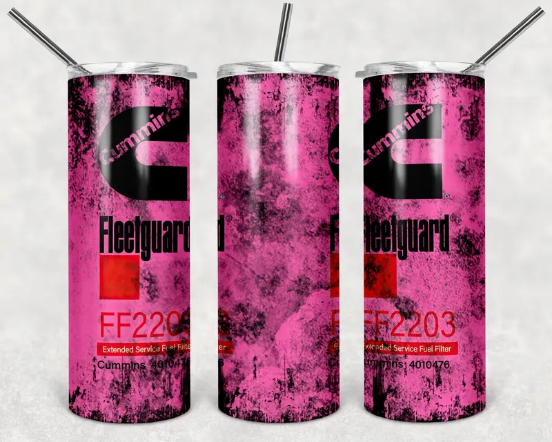 Pink Fleetguard Brand Png, 20Oz Skinny Tumbler Design, Sublimation Designs Png File 1