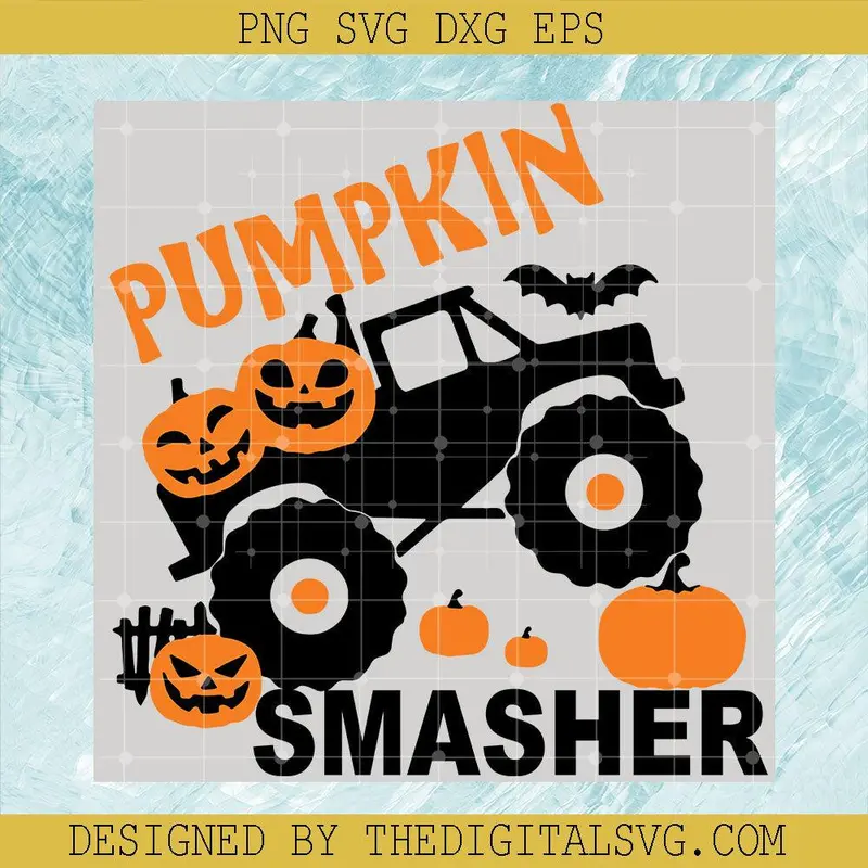 Pumpkin Smasher Svg, Boy Halloween Svg, Pumpkin Monster Truck Svg 1