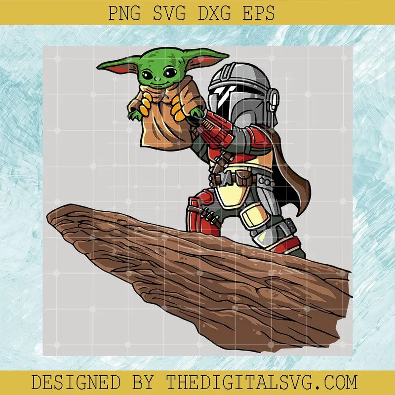 Robot And Baby Yoda Svg, Best Baby Yoda Svg, The Cute King Svg 1