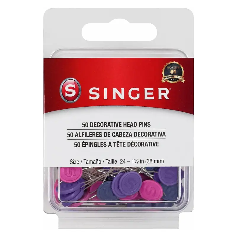 Singer, Decorative Flat Head Pins Size 24 - 1-1/2" 50Pk 1