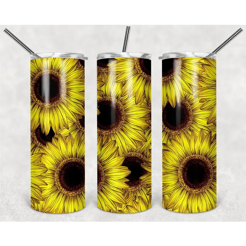 Surrealistic Sunflower Pattern In Large Version Png, 20Oz Skinny Tumbler Design, Sublimation Designs Png File 1