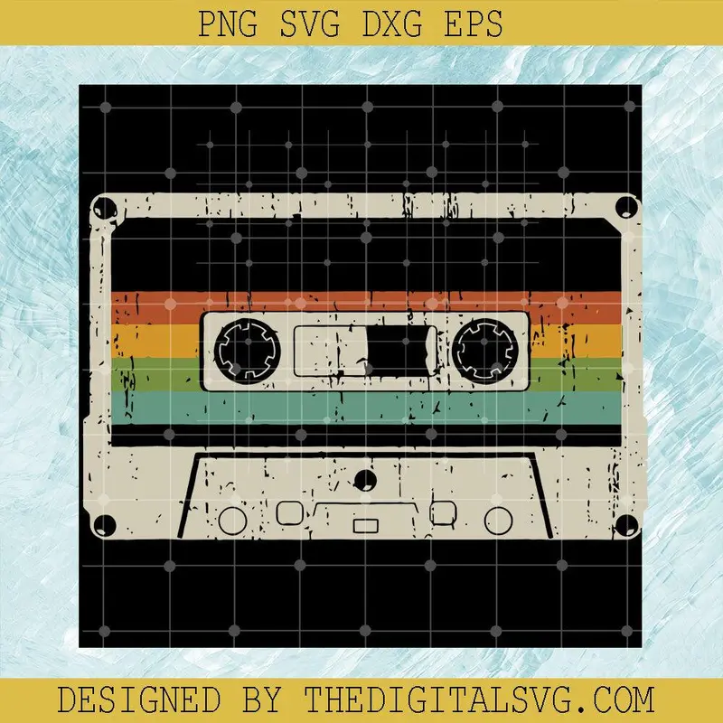 Vintage Cassette Tape Svg Png Eps Dxf, Music Radio Svg 1