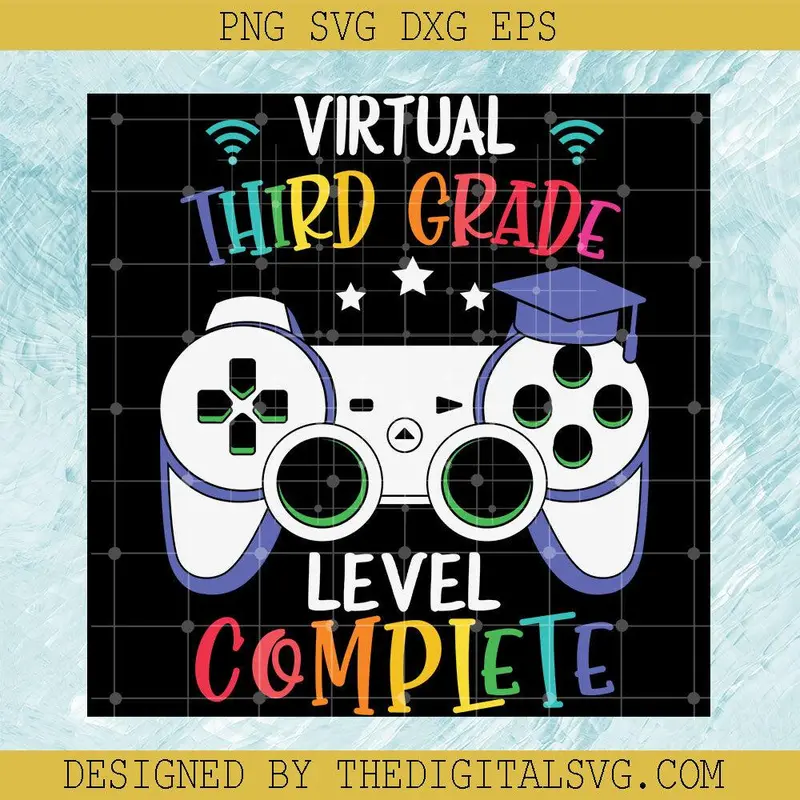 Viryual Third Grade Level Complete Svg, Gaming Svg, Back To School Svg 1