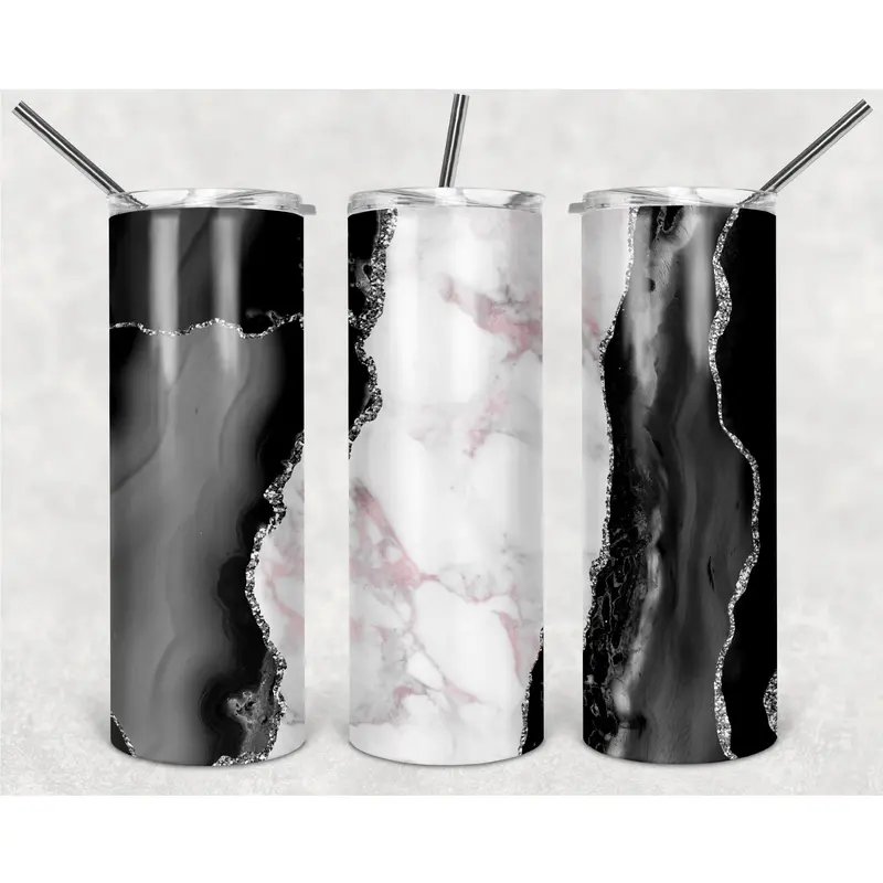 White And Black Luxury Marble Texture Png, 20Oz Skinny Tumbler Design, Sublimation Designs Png File, Full Tumbler Wrap Png Digital File 1
