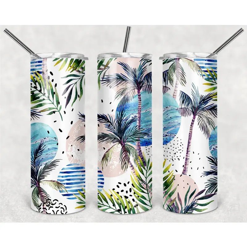 White Background Resort Coconut Tree Texture Png, 20Oz Skinny Tumbler Design, Sublimation Designs Png File 1