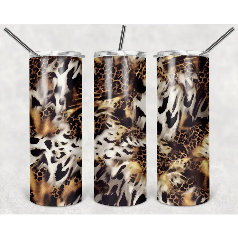 Wild Leopard Print Png, 20Oz Skinny Tumbler Design, Sublimation Designs Png File 1