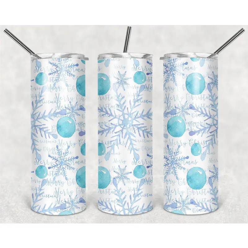 Winter Snowflake Pattern Large Version Png, 20Oz Skinny Tumbler Design, Sublimation Designs Png File 1