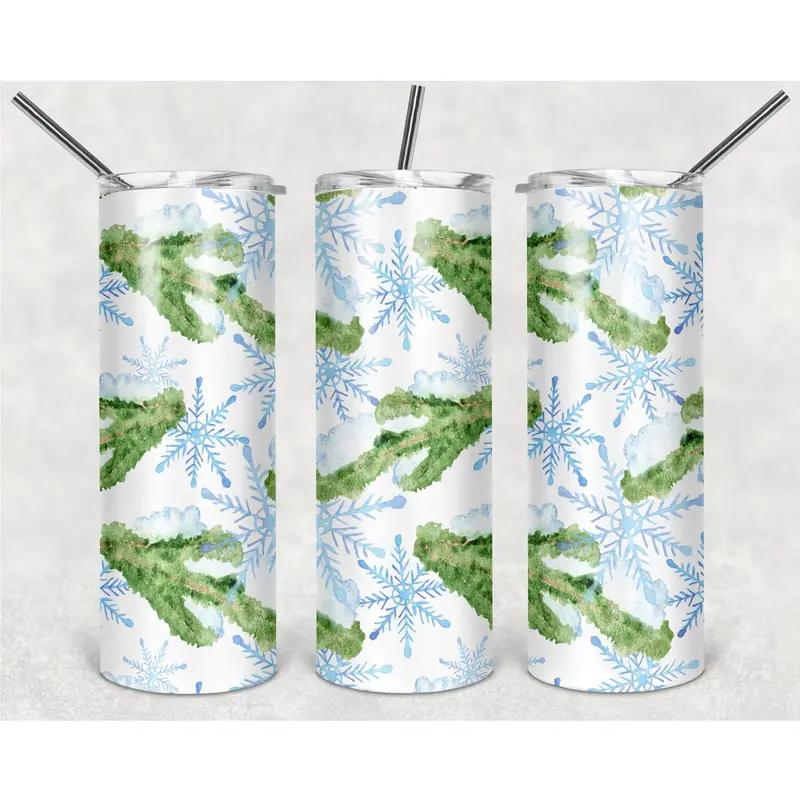 Winter Snowflake Pattern Png, 20Oz Skinny Tumbler Design, Sublimation Designs Png File 1