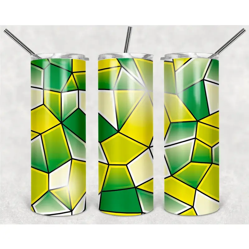 Yellow Green Prism Pattern Png, 20Oz Skinny Tumbler Design, Sublimation Designs Png File 1