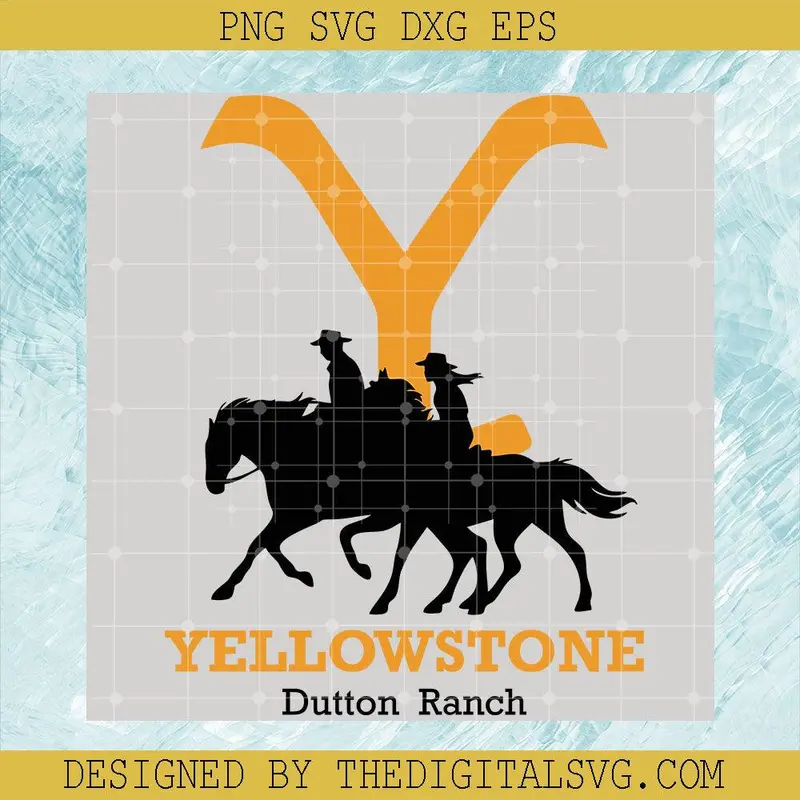 Yellowstone Dutton Ranch Camouflage Hat Black Svg, Two Characters Riding Two Black Horses Svg, Yellowstone Svg 1