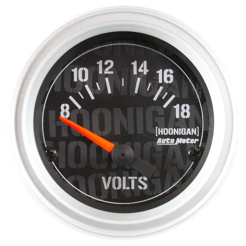 Autometer 4391-09000 Hoonigan Series Voltmeter – 2-1/16" Electric Gauge, 18V Range 1
